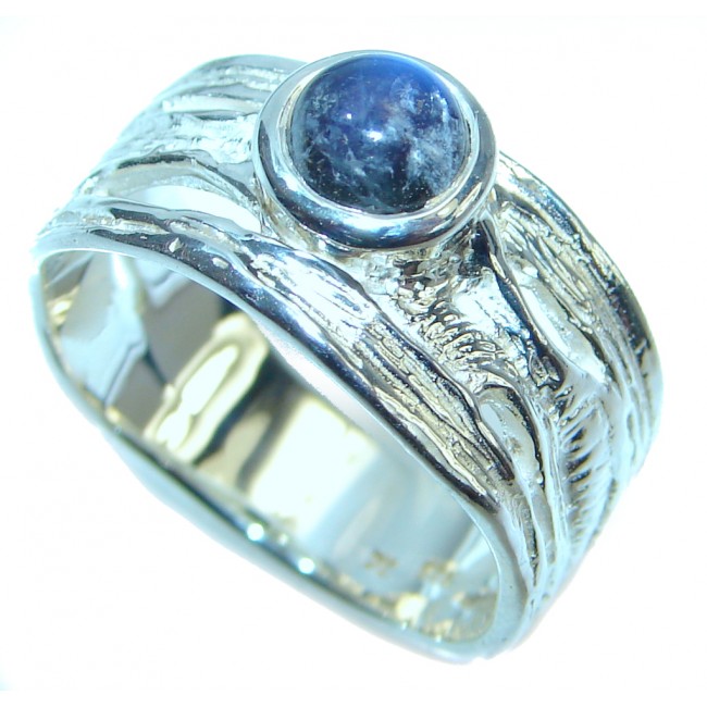 Blue Aura Fire Labradorite Sterling Silver ring size 8