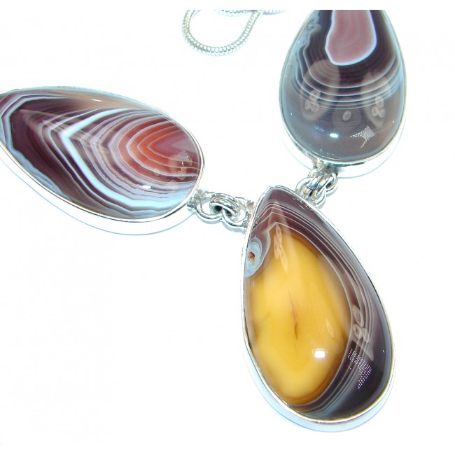Giant Aura Of Beauty Natural Botswana Agate Sterling Silver handmade necklace