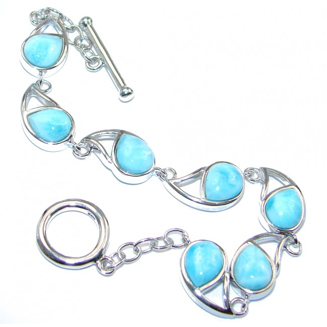 Natural Blue Larimar Sterling Silver handmade Bracelet