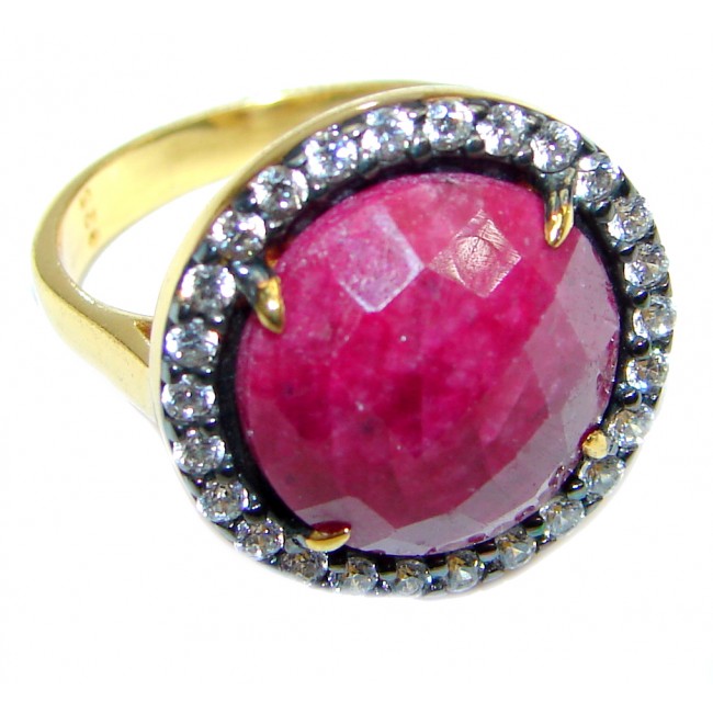 Victorian Style Ruby White Topaz Sterling Silver ring; s. 5 3/4