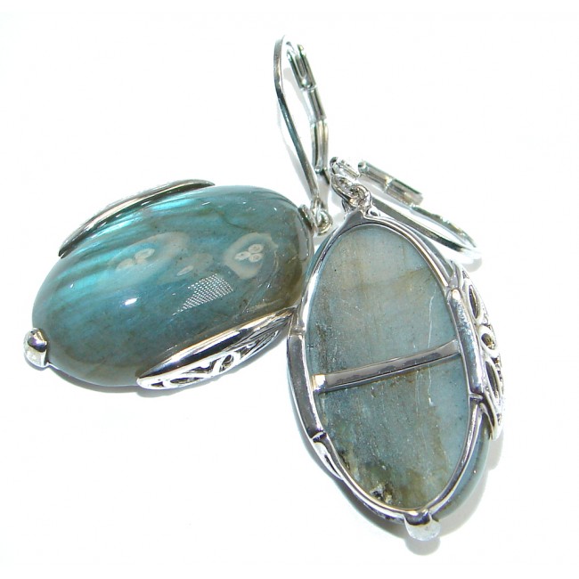 Modern Design Blue Fire Labradorite Sterling Silver handmade earrings
