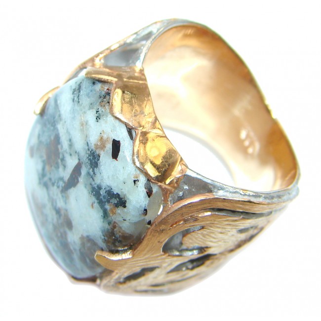 Huge Beautiful Russian Astrophyllite Gold plated over Sterling Silver ring s. 8
