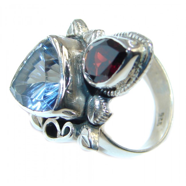 Exotic Rainbow Magic Topaz Sterling Silver Ring s. 8