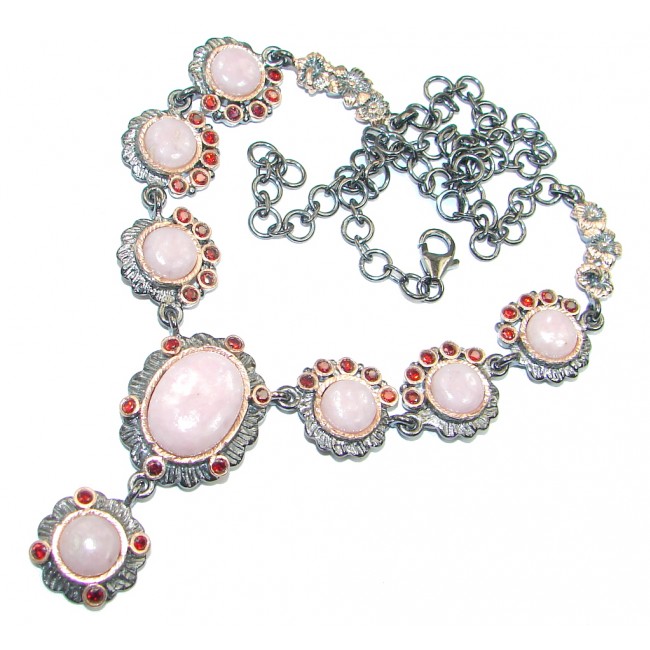 Great Pink Opal Gold Rhodium plated over Sterling Silver handmade Necklace