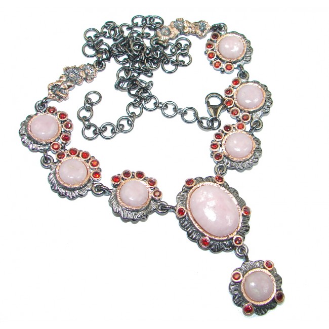 Great Pink Opal Gold Rhodium plated over Sterling Silver handmade Necklace