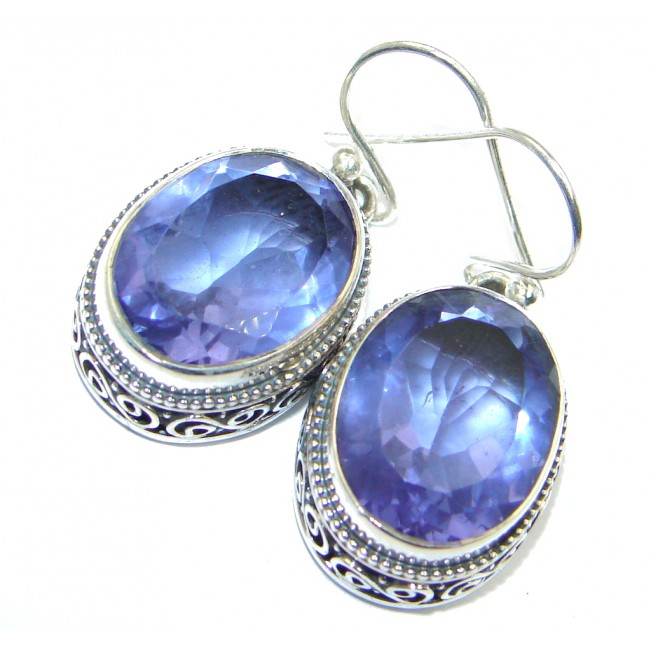 Romantic created Tanzanite Sterling Silver handmade earrings