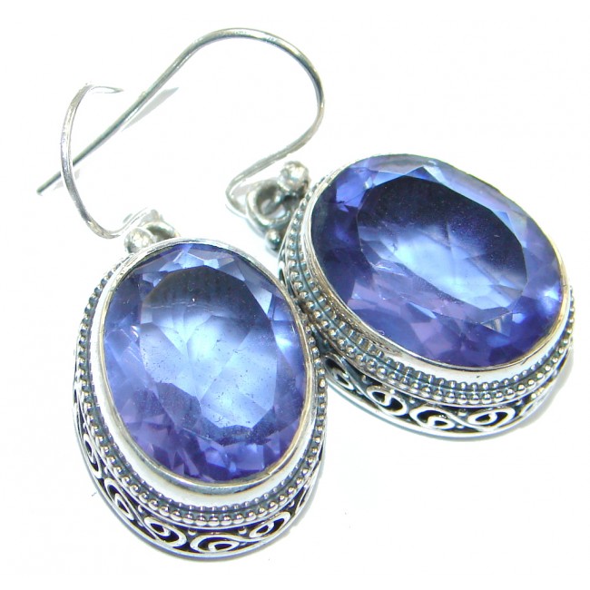Romantic created Tanzanite Sterling Silver handmade earrings