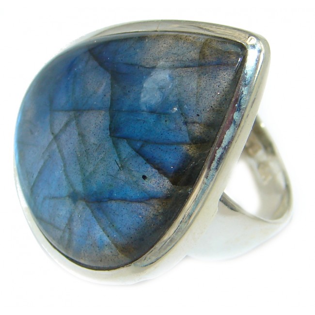 Fire Labradorite Sterling Silver handcrafted ring s. 7 1/2