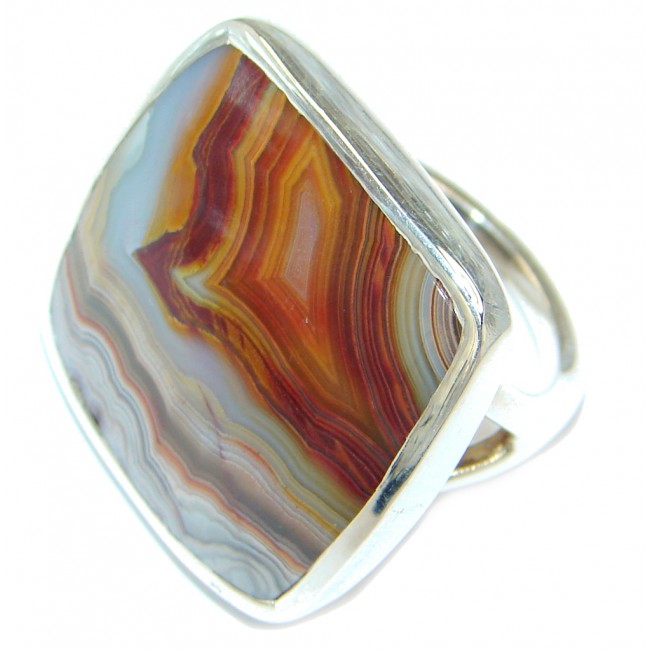 Big Excellent quality Crazy Lace Agate Sterling Silver Ring s. 7 1/4