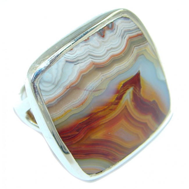 Big Excellent quality Crazy Lace Agate Sterling Silver Ring s. 7 1/4
