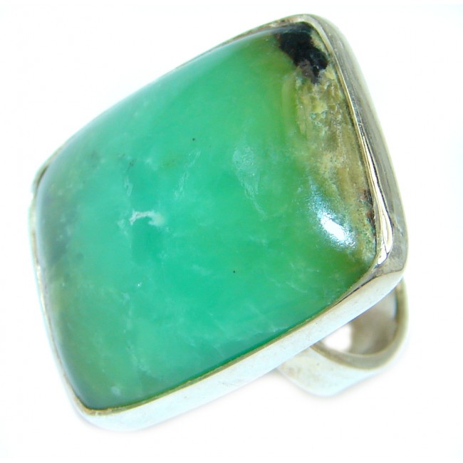 Authentic Green Chrysoprase Sterling Silver ring s. 5 1/2