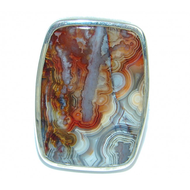 Big Excellent quality Crazy Lace Agate Sterling Silver Ring s. 9
