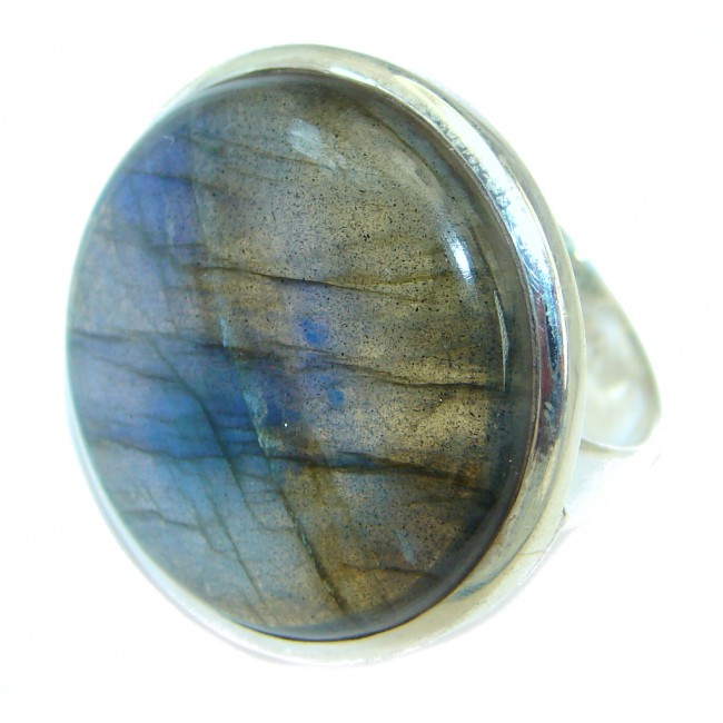 Fire Labradorite Sterling Silver handcrafted ring s. 7 3/4