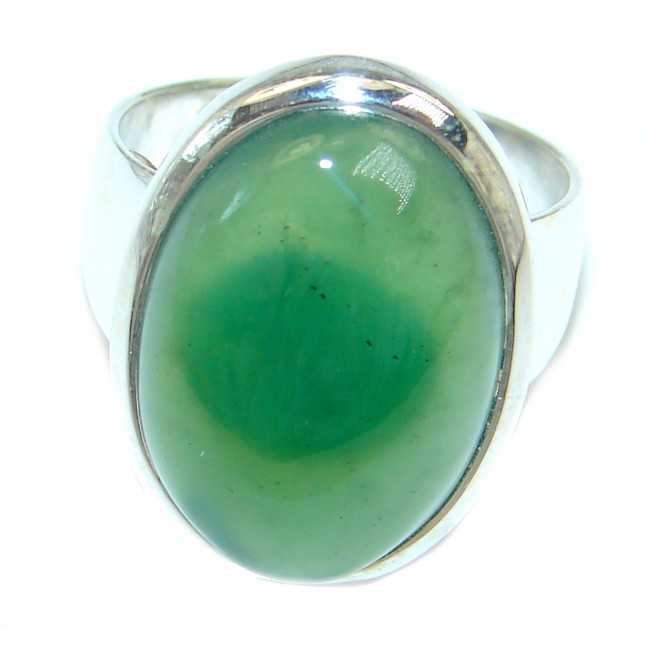 Supernova AAA+ Green Moss Prehnite Sterling Silver ring; s. 7 1/2