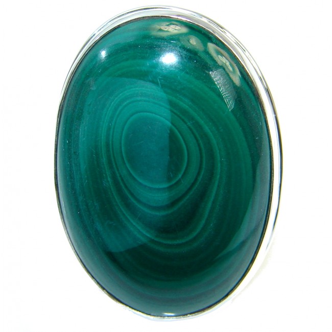 Natural AAA Green Malachite Sterling Silver handcrafted ring size adjustable