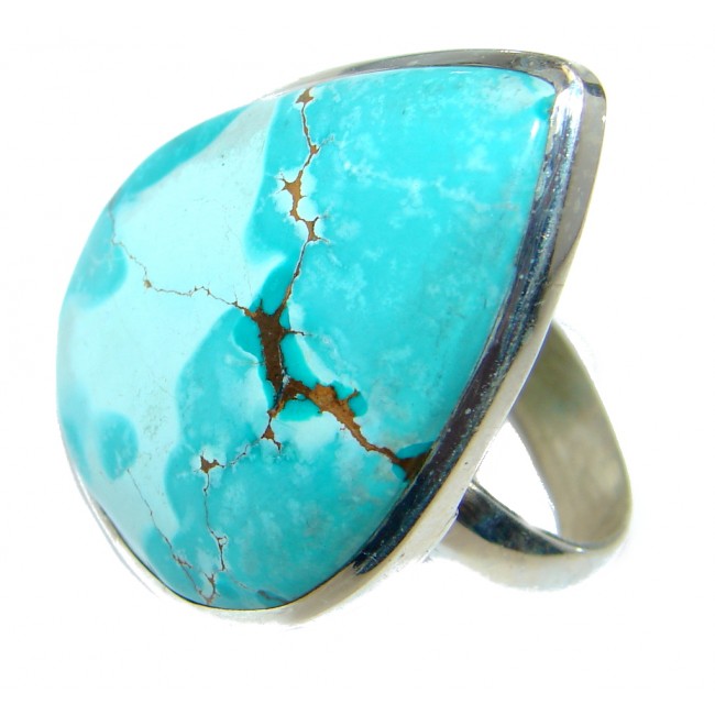 Vintage Design Blue Turquoise Sterling Silver ring; s. 8