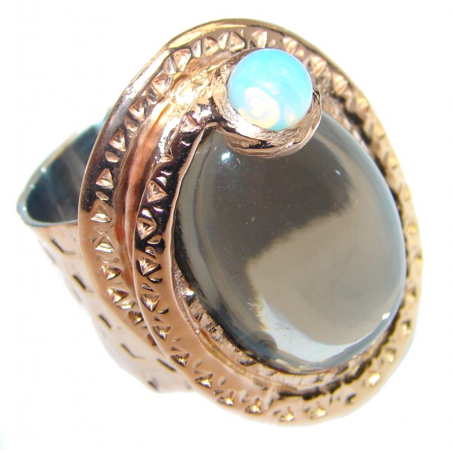 Beautiful Champagne Smoky Topaz Gold plated Sterling Silver Ring size 7