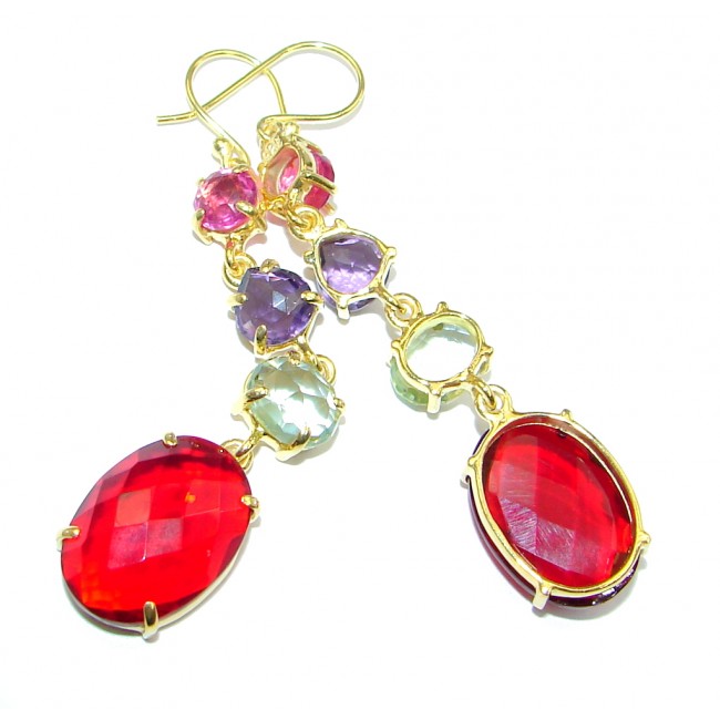 Chic simulated Gemstones Gold plated over Sterling Silver earrings