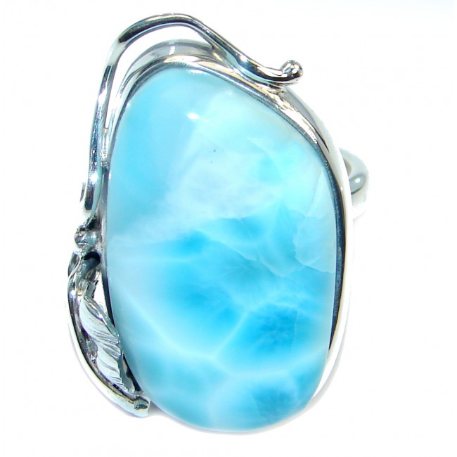 Sublime Genuine AAA Larimar Sterling Silver handmade Ring size adjustable
