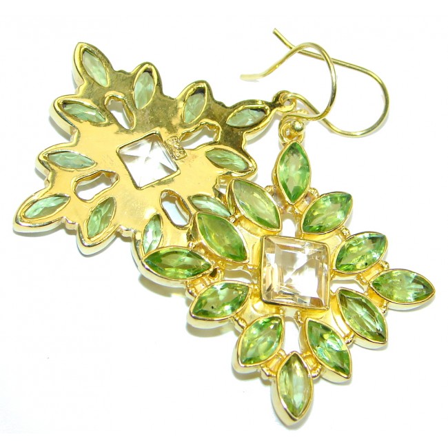 Amazing genuine Peridot Gold plated over Sterling Silver Earrings