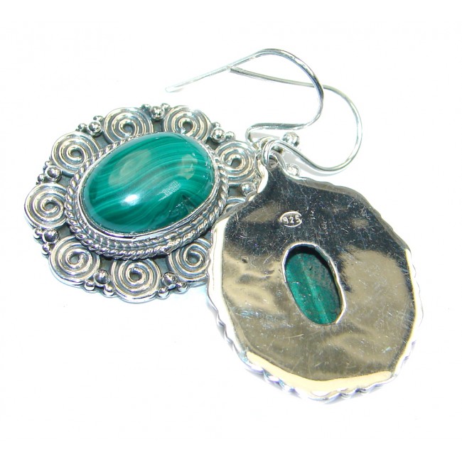 Green Malachite Sterling Silver handmade earrings