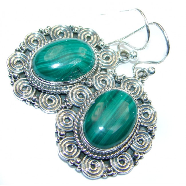 Green Malachite Sterling Silver handmade earrings