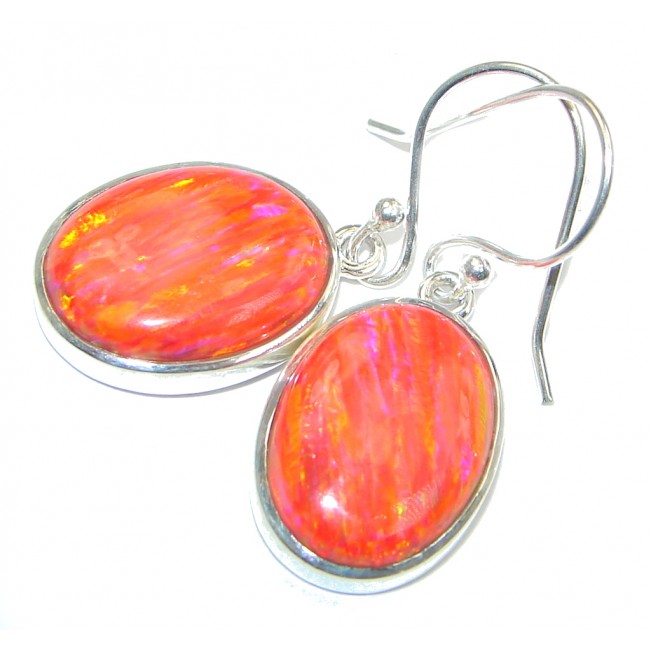 Wild Fire Japanese Fire Opal handcrafted Sterling Silver earrings
