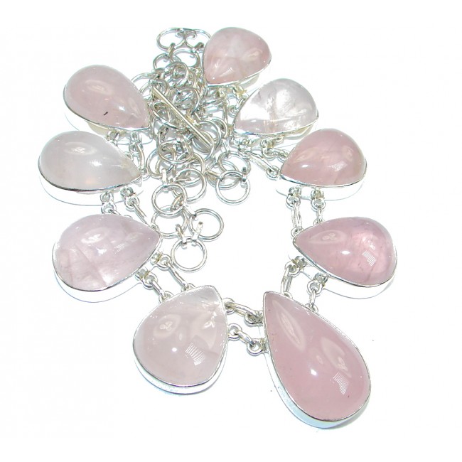 Chunky Natural Rose Quartz Sterling Silver handmade necklace