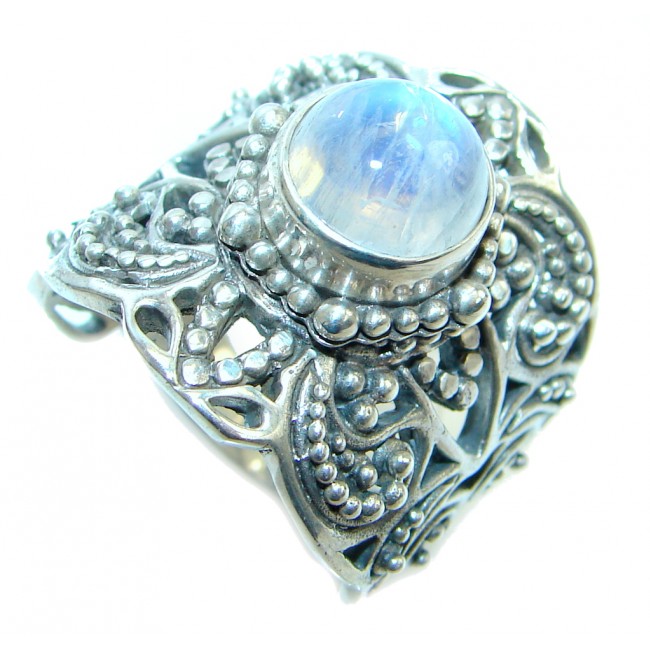 Fire Moonstone Sterling Silver handmade ring size 9