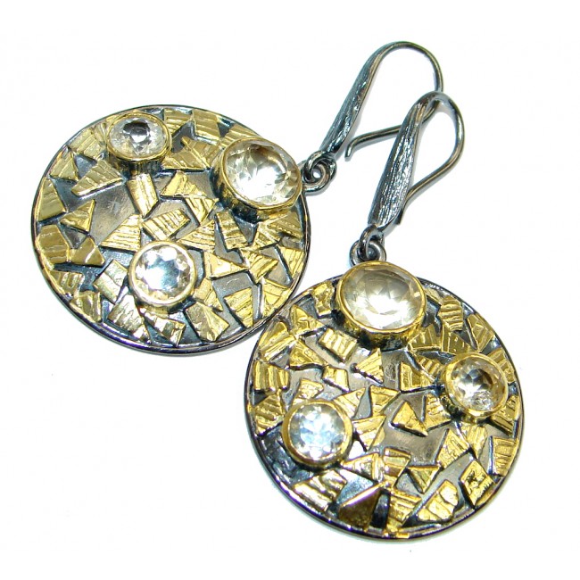 Perfect natural Citrine Gold Rhodium plated over Sterling Silver handmade earrings