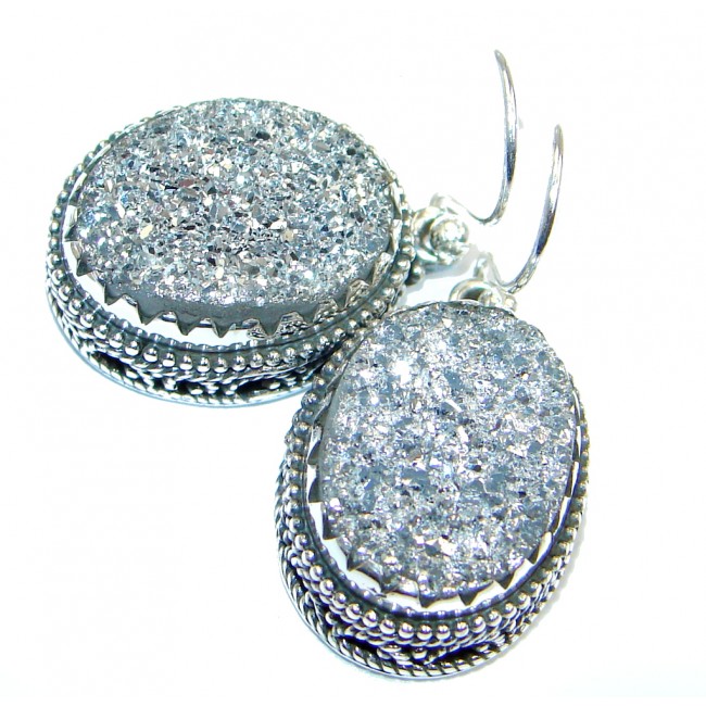 Perfect natural Star Dust Druzy Sterling Silver handmade earrings