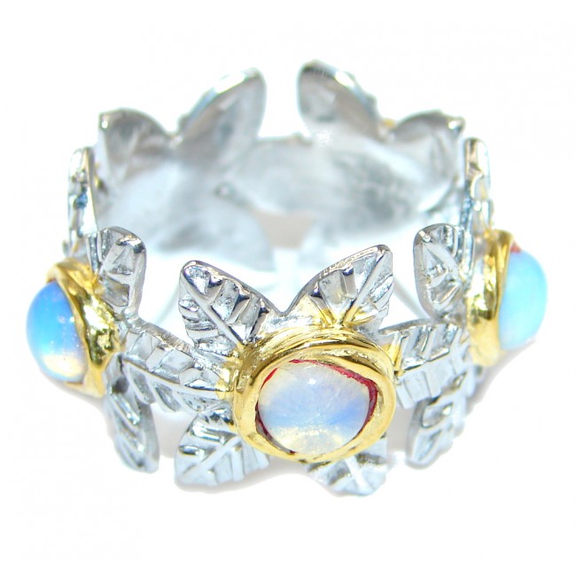 Great Beauty AAA Opalite Gold Rhodium Plated over Sterling Silver ring s. 7