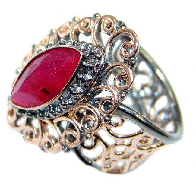 Sublime Style Ruby Rose Gold Rhodium plated over Sterling Silver ring; size adjustable