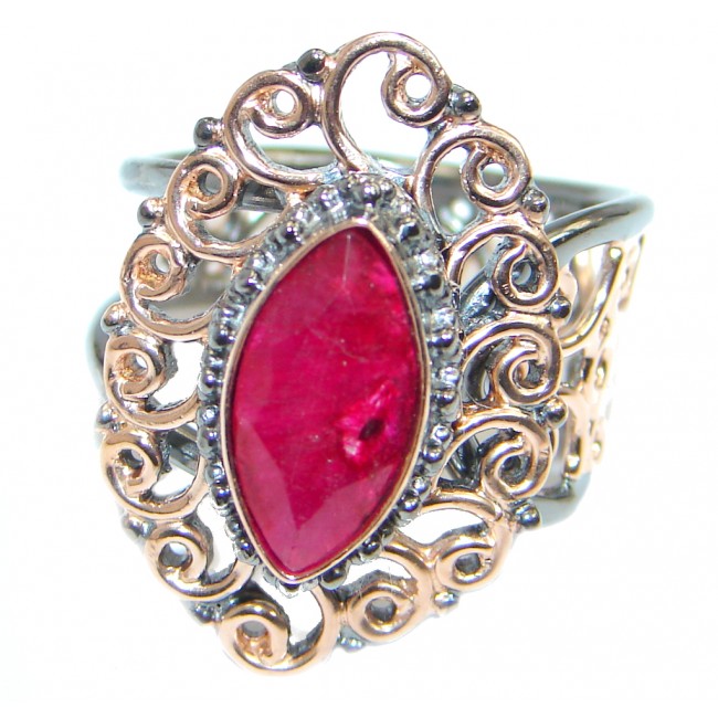 Sublime Style Ruby Rose Gold Rhodium plated over Sterling Silver ring; size adjustable