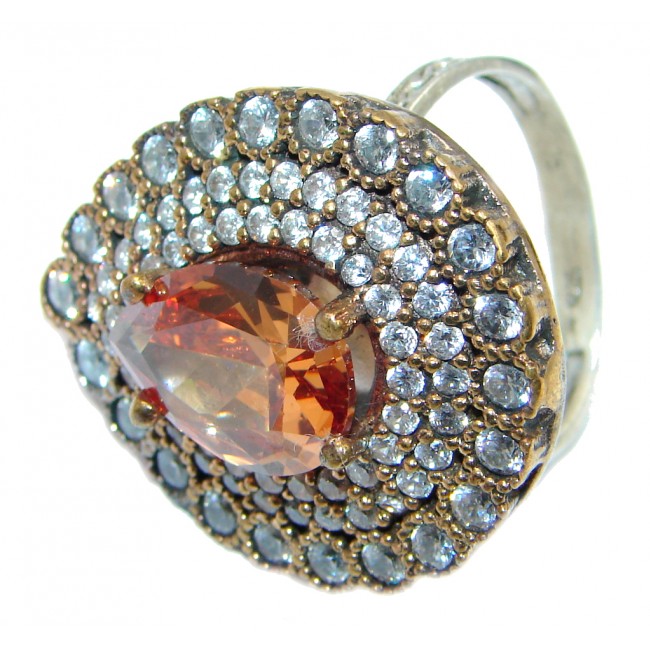 Spectacular created Golden Topaz Sterling Silver Ring size 8 1/4