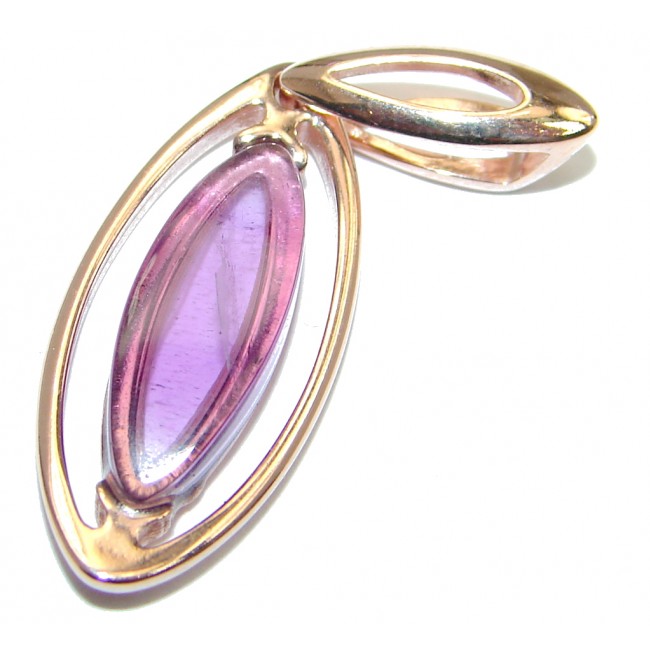 Amazing Marquise Amethyst Rose Gold plated over Sterling Silver handmade Pendant