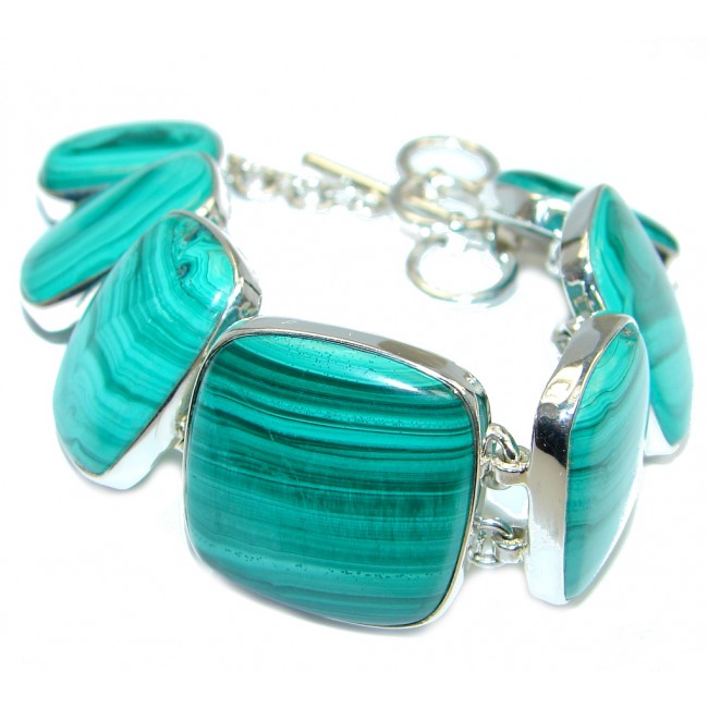 Sublime Natural Malachite Sterling Silver handcrafted Bracelet