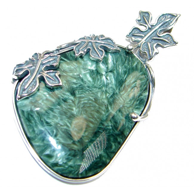 Precious AAA quality Russian Seraphinite Sterling Silver handmade Pendant