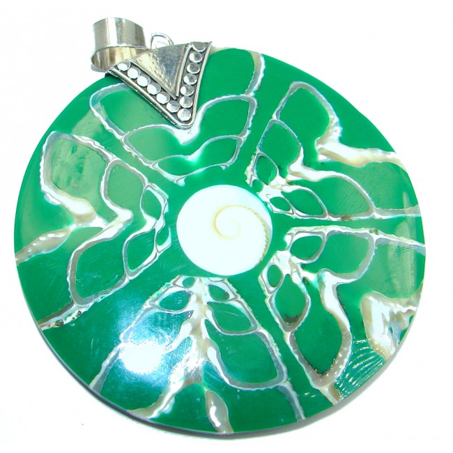 Huge Evergreen Joy Ocean Shell Sterling Silver Pendant