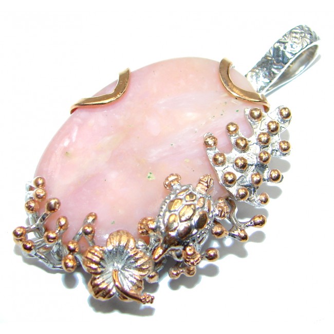Luxurious Pink Opal Rose gold plated over Sterling Silver handmade Pendant