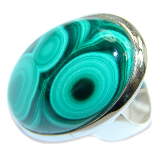 Natural AAA quality Green Malachite Sterling Silver ring s. 7 1/4