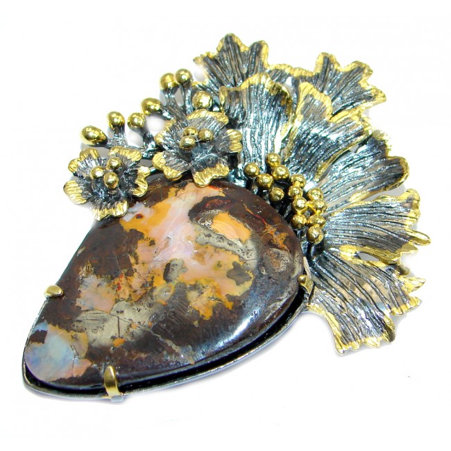 Beautiful Natural Australian Boulder Opal Gold plated obver Sterling Silver handmade Pendant