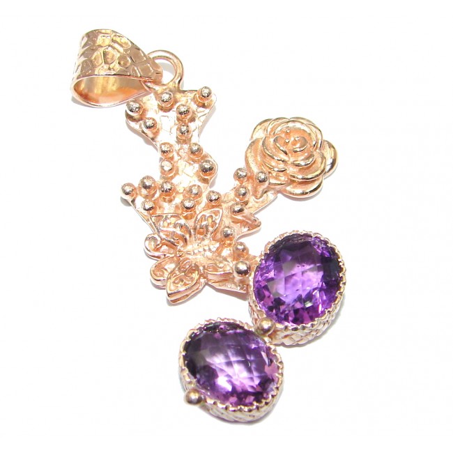 Vintage Style genuine Amethyst Gold Rhodium plated over Sterling Silver Pendant
