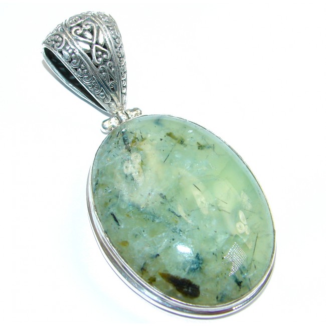 Genuine AAA quality Green Moss Prehnite Sterling Silver handcrafted Pendant