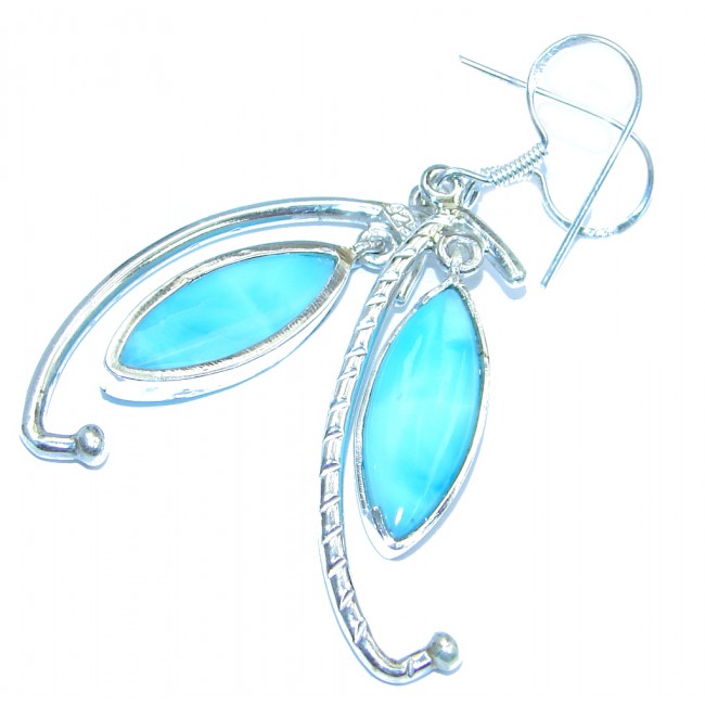 Precious Blue Larimar Sterling Silver handmade earrings