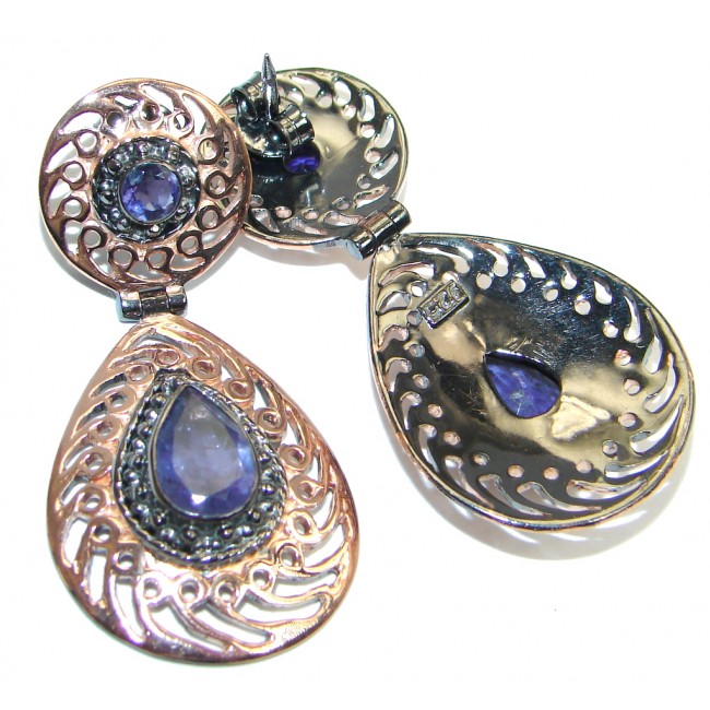 Genuine Iolite Rose Gold plated over Sterling Silver stud earrings