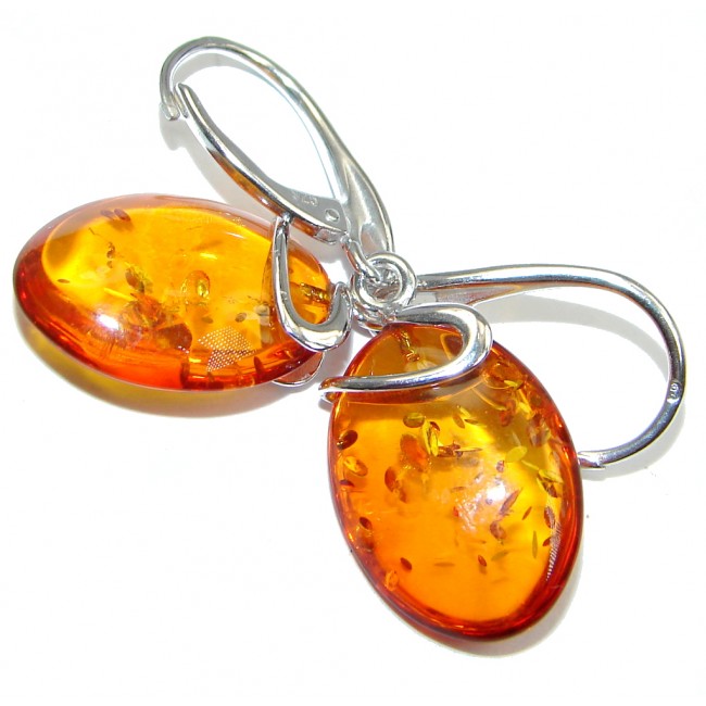 Baltic Amber Oxidized Sterling Silver handmade stud earrings