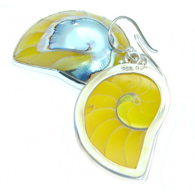Fabulous Yellow Ocean Shell Sterling Silver earrings
