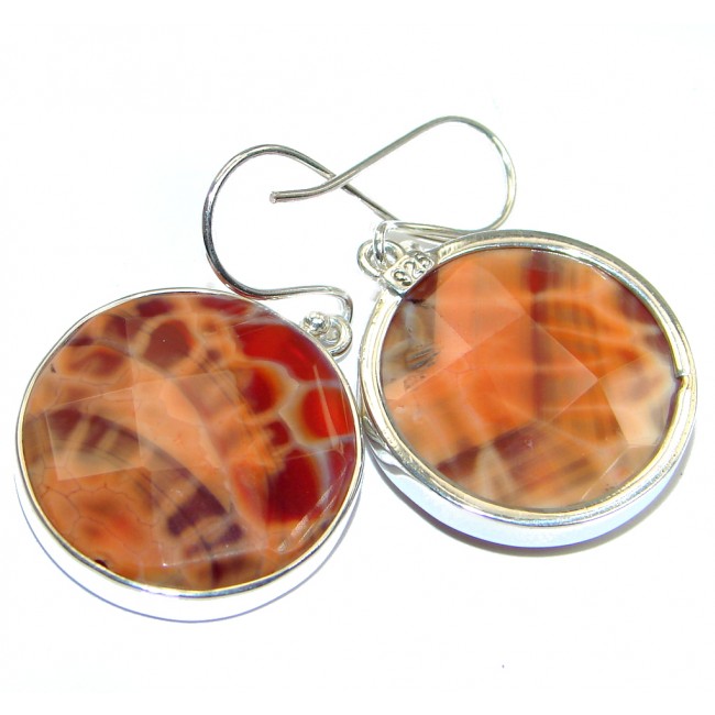 Simple Orange Mexican Fire Agate Sterling Silver earrings