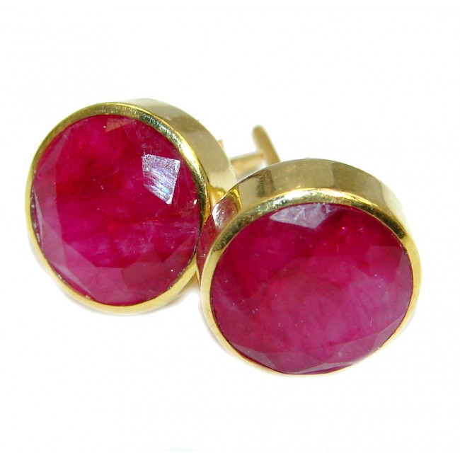 Delicate Pink Ruby Gold Plated Sterling Silver handmade earrings